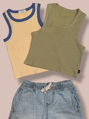 Y2K Outfit Bundle RSQ Wide Leg Jeans + Vans & Full Tilt Tanks Girls M 10/12